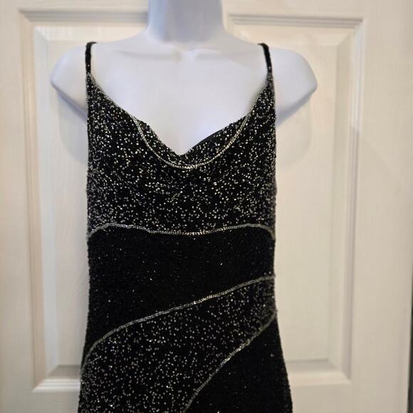 Chaudry Silk Beaded Gown black tie Elegant Whimsigoth Dark Feminine Fairy Grunge - Picture 3 of 16